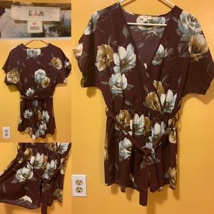 Floral maroon romper